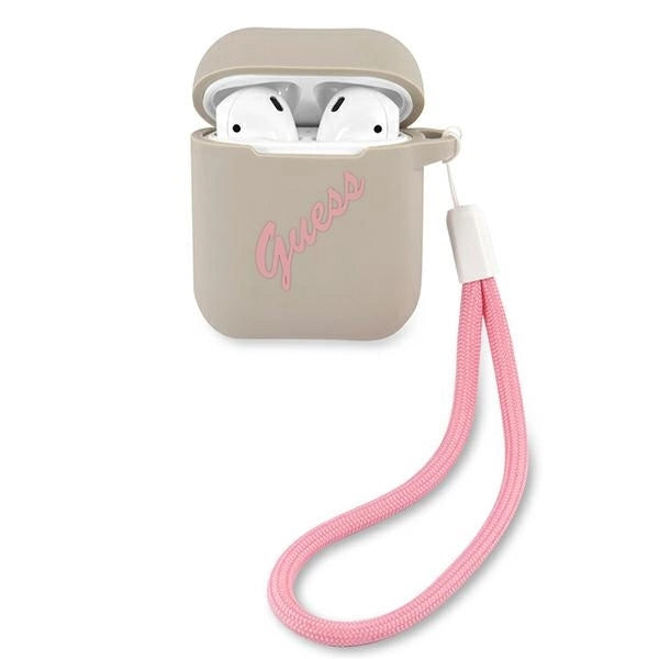 Guess GUACA2LSVSGP AirPods cover gray pink/grey pink Silicone Vintage_0