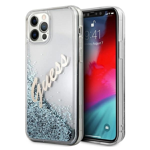 Guess GUHCP12LGLVSBL iPhone 12 Pro Max 6.7" blue/blue hardcase Glitter Vintage Script_0
