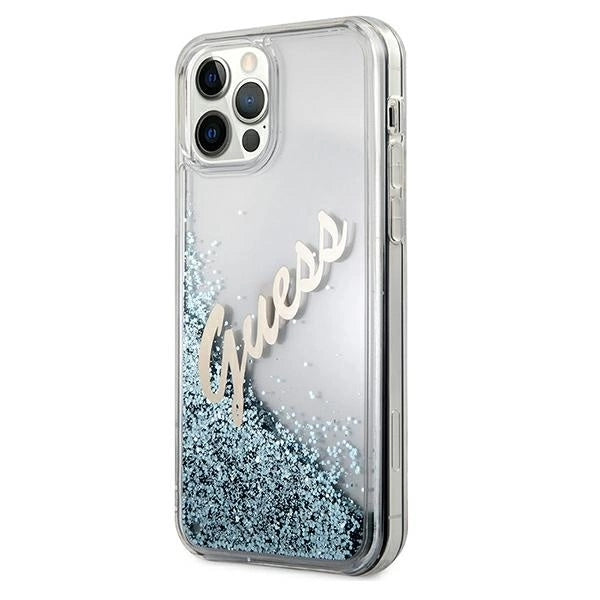 Guess GUHCP12LGLVSBL iPhone 12 Pro Max 6.7" blue/blue hardcase Glitter Vintage Script_1