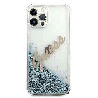 Guess GUHCP12LGLVSBL iPhone 12 Pro Max 6.7" blue/blue hardcase Glitter Vintage Script_2