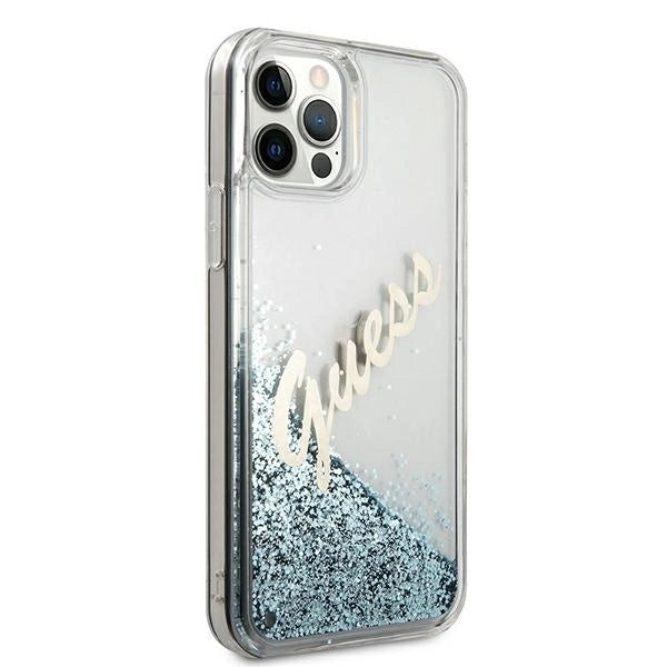Guess GUHCP12LGLVSBL iPhone 12 Pro Max 6.7" blue/blue hardcase Glitter Vintage Script_3