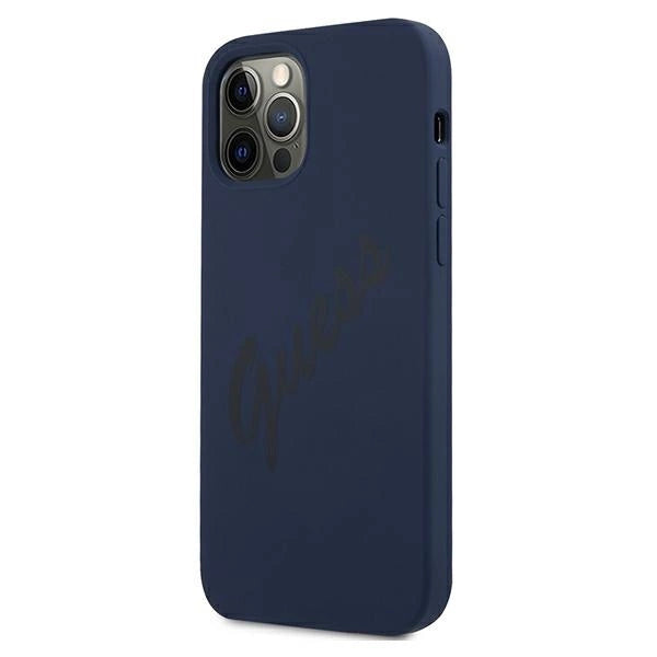 Guess GUHCP12MLSVSBL iPhone 12/12 Pro 6.1" blue/blue hardcase Script Vintage_1