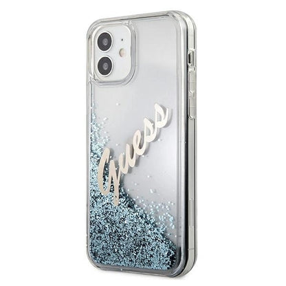 Guess GUHCP12SGLVSBL iPhone 12 mini 5.4&quot; blue/blue hardcase Glitter Vintage Script_1