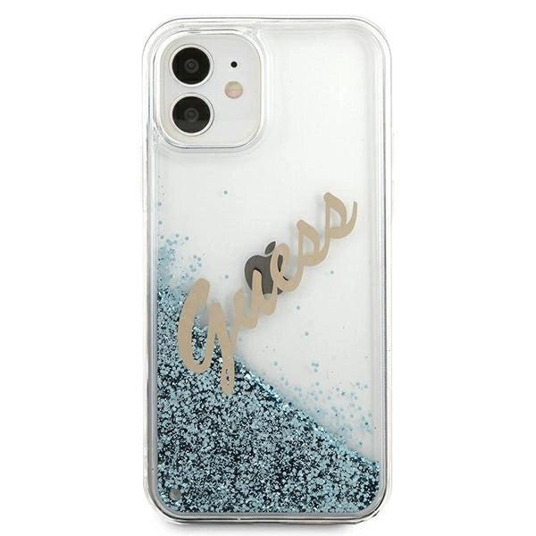 Guess GUHCP12SGLVSBL iPhone 12 mini 5.4&quot; blue/blue hardcase Glitter Vintage Script_2