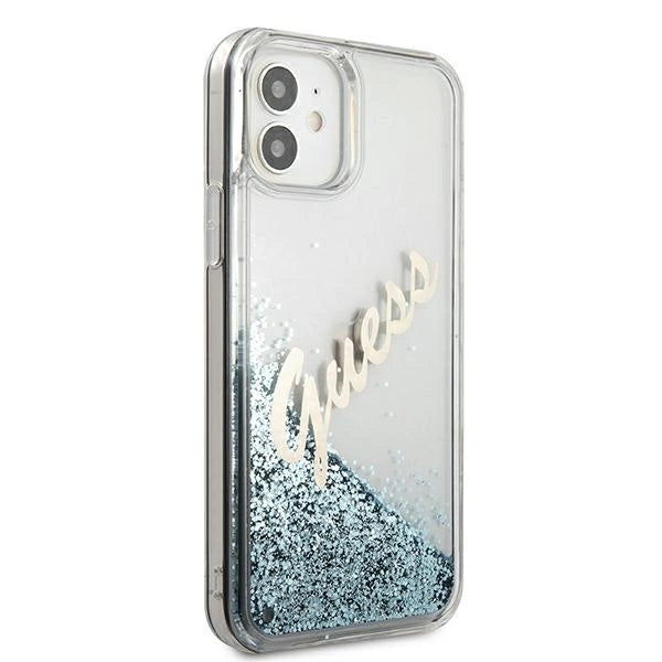Guess GUHCP12SGLVSBL iPhone 12 mini 5.4&quot; blue/blue hardcase Glitter Vintage Script_3