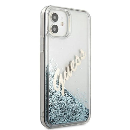 Guess GUHCP12SGLVSBL iPhone 12 mini 5.4&quot; blue/blue hardcase Glitter Vintage Script_3