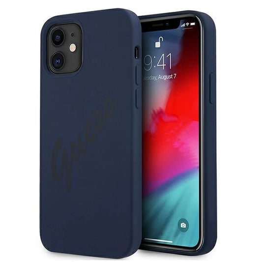 Guess GUHCP12SLSVSBL iPhone 12 mini 5.4" blue/blue hardcase Script Vintage_0