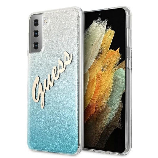 Guess GUHCS21MPCUGLSBL S21+ G996 blue/blue hardcase Glitter Gradient Script_0