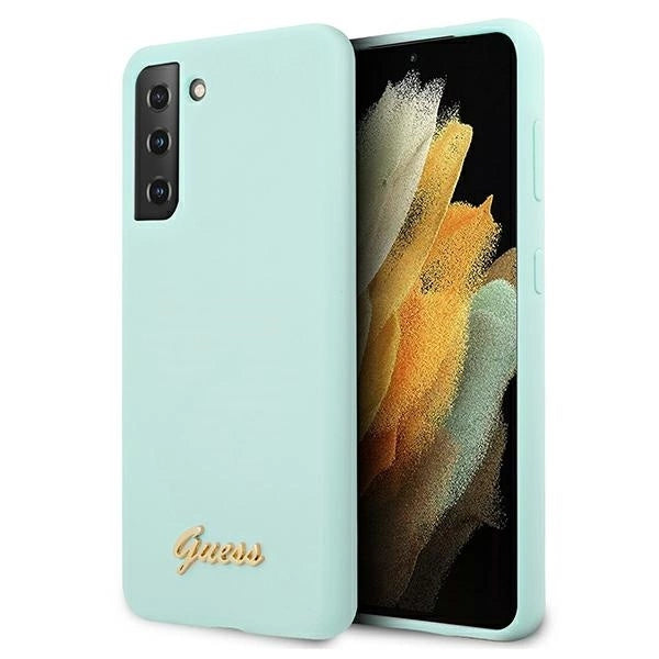 Guess GUHCS21MLSLMGLB S21+ G996 blue/blue hardcase Silicone Script Metal Logo_0