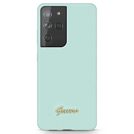 Guess GUHCS21LLSLMGLB S21 Ultra G998 blue/blue hardcase Silicone Script Metal Logo_0