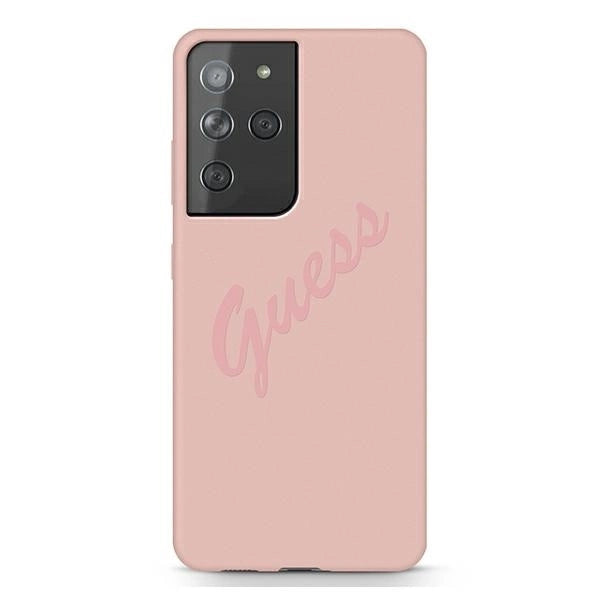 Guess GUHCS21LLSVSPI S21 Ultra G998 pink/pink hardcase Script Vintage_0