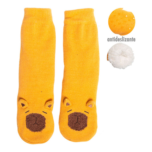 Meias capivara estampadas e antiderrapantes com forro de pelo suave e quentinho, tamanho 40-45._0