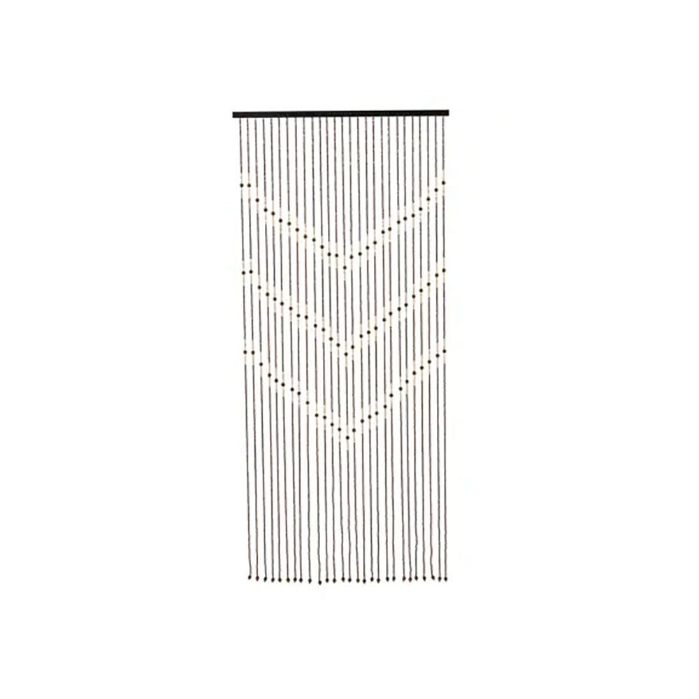 Cortina de bambu, cor castanha com missangas, para porta, 90 x 200 cm_0