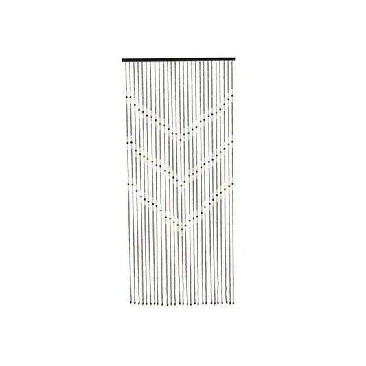 Cortina de bambu, cor castanha com missangas, para porta, 90 x 200 cm_0