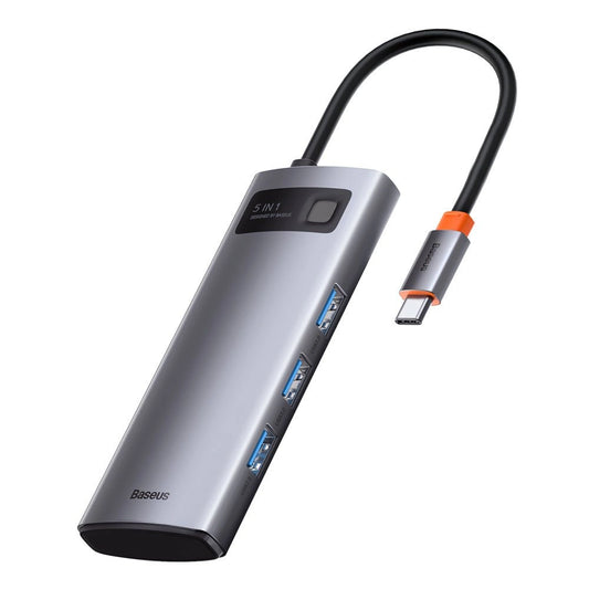 Baseus Metal Gleam Series 5-in-1 Multifunctional HUB USB Type C - USB Type C Power Delivery 100 W / HDMI 4K 30 Hz / 3x USB 3.2 Gen 1 (CAHUB-CX0G)_0