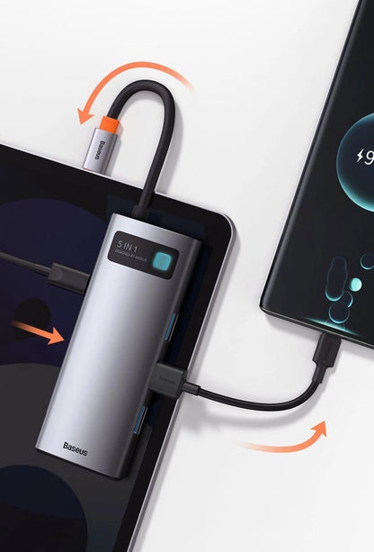 Baseus Metal Gleam Series 5-in-1 Multifunctional HUB USB Type C - USB Type C Power Delivery 100 W / HDMI 4K 30 Hz / 3x USB 3.2 Gen 1 (CAHUB-CX0G)_21