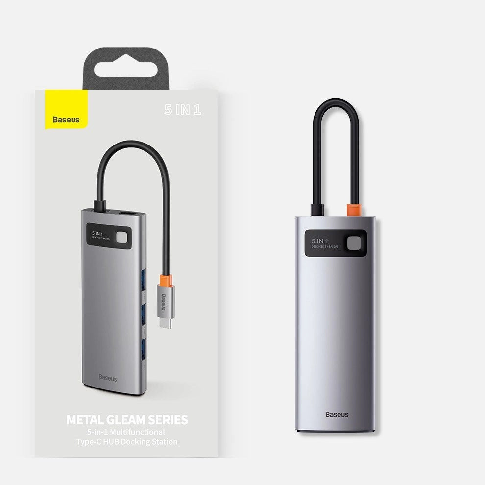Baseus Metal Gleam Series 5-in-1 Multifunctional HUB USB Type C - USB Type C Power Delivery 100 W / HDMI 4K 30 Hz / 3x USB 3.2 Gen 1 (CAHUB-CX0G)_33