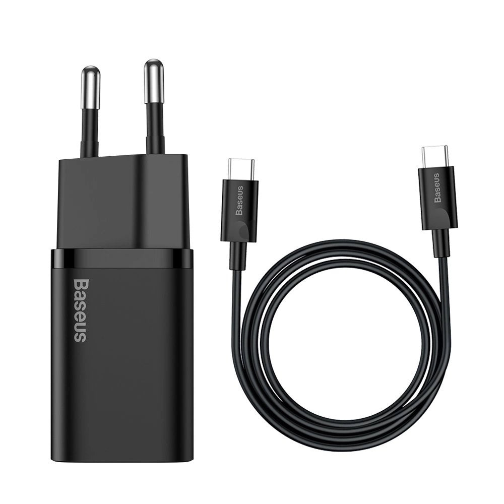 Baseus Super Si fast charger Quick Charge 3.0 Power Delivery 25W 3A + Cable USB Type C - USB Type C 3A 1m black (TZCCSUP-L01)_0