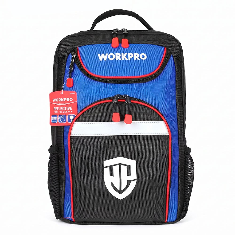 Mochila de ferramentas multiuso preta e azul refletora 31 x 17 x 43 cm_0