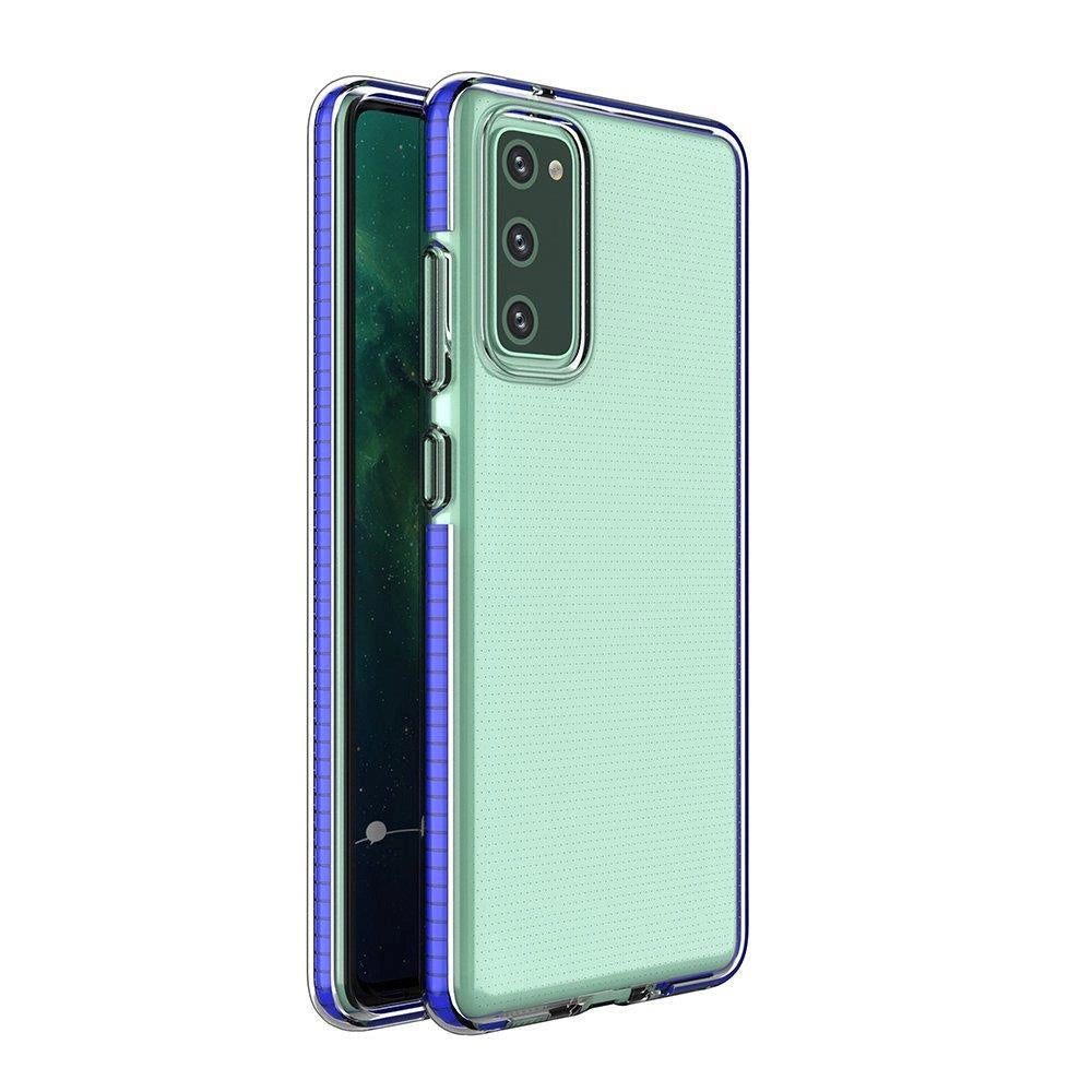 Spring Case clear TPU gel protective cover with colorful frame for Samsung Galaxy A72 4G dark blue_0
