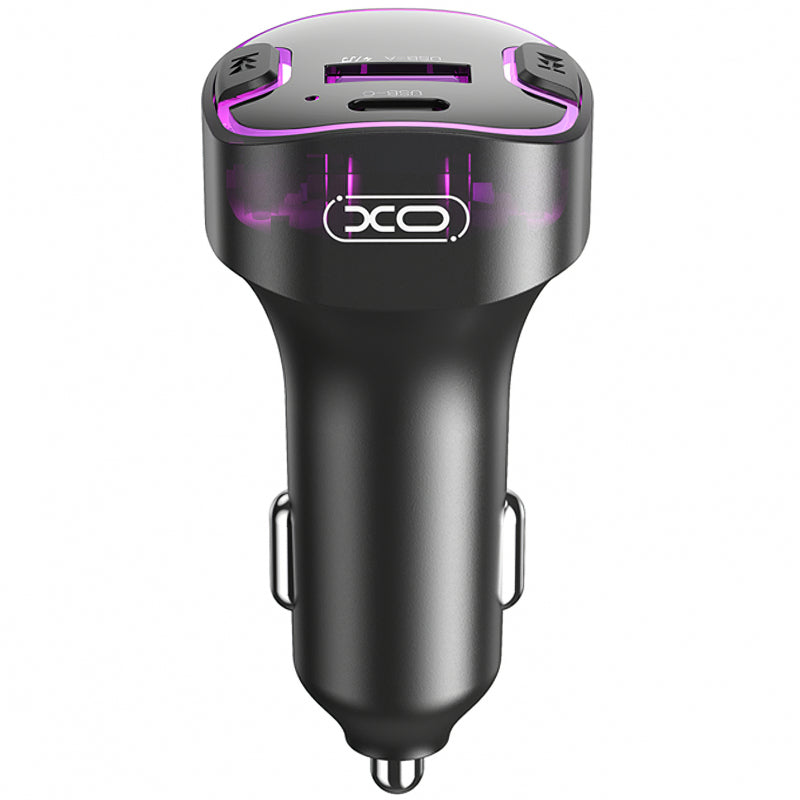 Adaptador Bluetooth FM XO Design BCC12 com Carregador USB A e USB C Preto