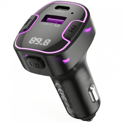 Adaptador Bluetooth FM XO Design BCC12 com Carregador USB A e USB C Preto