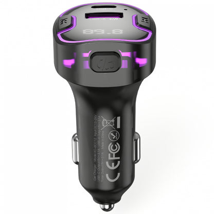 Adaptador Bluetooth FM XO Design BCC12 com Carregador USB A e USB C Preto
