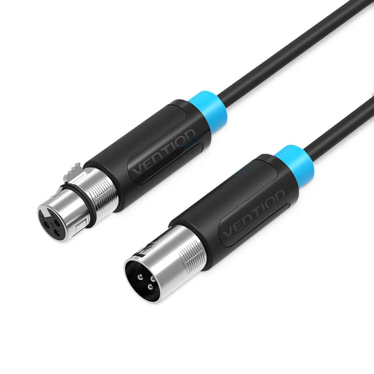 Cabo Stereo Vention BBFBJ/ XLR Macho para XLR Fêmea/ 5 metros/ Preto