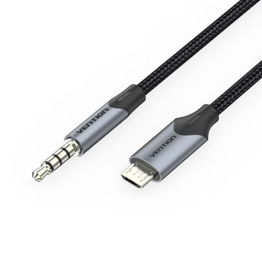 Cabo de Áudio Vention BDGBH/ MicroUSB Macho para Jack 3.5 Macho / 2m / Preto