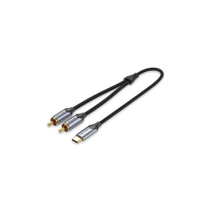 Cabo Conversor 2x RCA Macho - USB Tipo-C Macho / 1.5m / Cinza