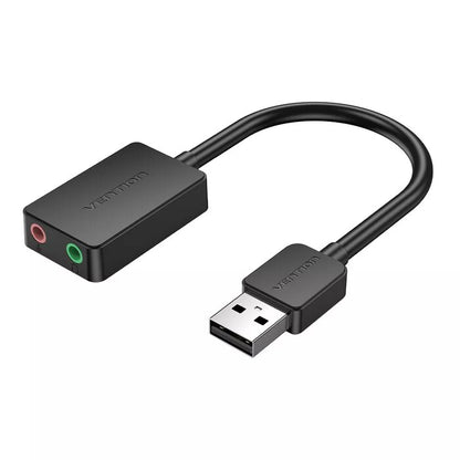 Placa de Som Externa Vention / USB / 2.1 /  com 2 Portas / 0.15m / Preta