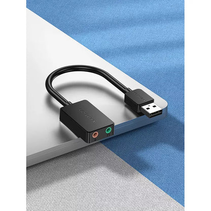 Placa de Som Externa Vention / USB / 2.1 /  com 2 Portas / 0.15m / Preta