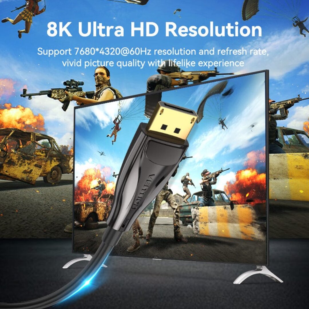 Cabo DisplayPort 1.4 Vention 8K 60Hz 4K 120Hz 1,5m