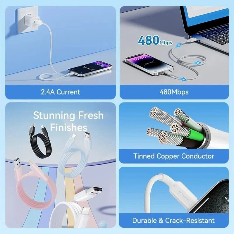 Cabo USB 2.0 Lightning Vention LAMWF/ USB Macho para Lightning Macho/ 480Mbps/ 1m/ Branco
