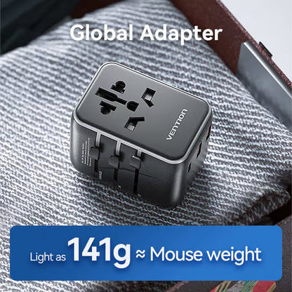 Carregador Adaptador de Viagem Universal Vention 65W 1x USB-C 2x USB-A