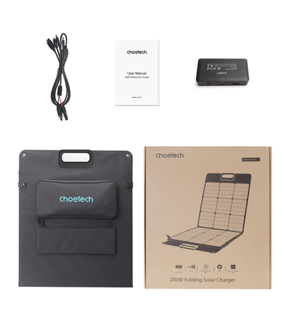 Carregador Solar Portátil Choetech SC011 200W - Painel Solar Preto