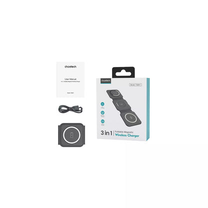 Carregador Sem Fios Magnético 3 em 1 Choetech T588-F 15W (Preto)