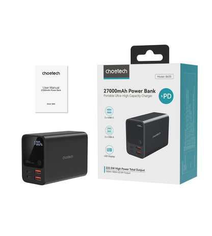Powerbank Choetech B635BK USB-A / USB-C / 22.5W / 27000mAh / Preto