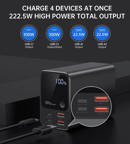 Powerbank Choetech B635BK USB-A / USB-C / 22.5W / 27000mAh / Preto