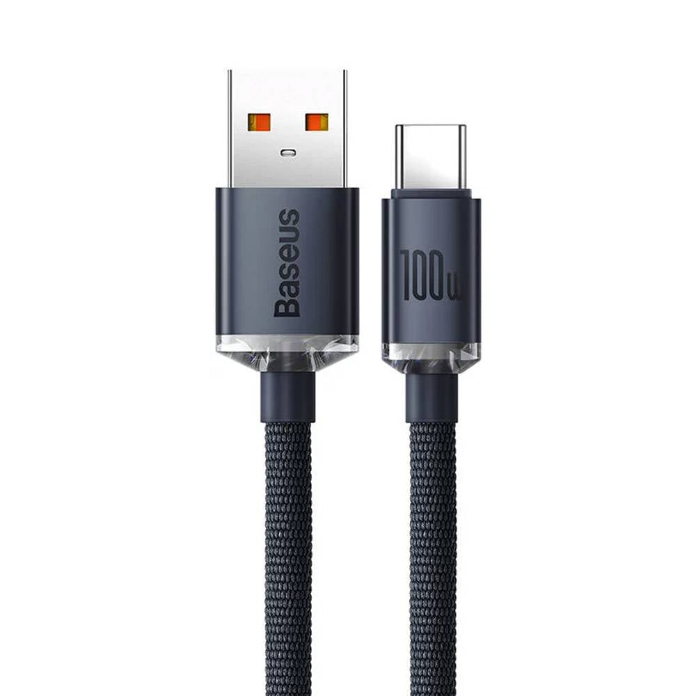 Cabo Baseus Crystal Shine USB-A para USB-C / PD 100W / 1.2m / Preto