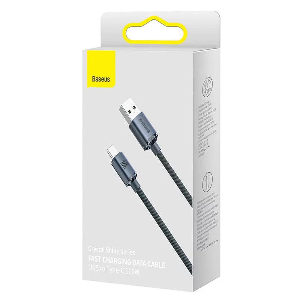 Cabo Baseus Crystal Shine USB-A para USB-C / PD 100W / 1.2m / Preto