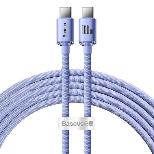 Cabo USB-C Baseus Crystal Shine / PD 100W / 1.2m / Lilás