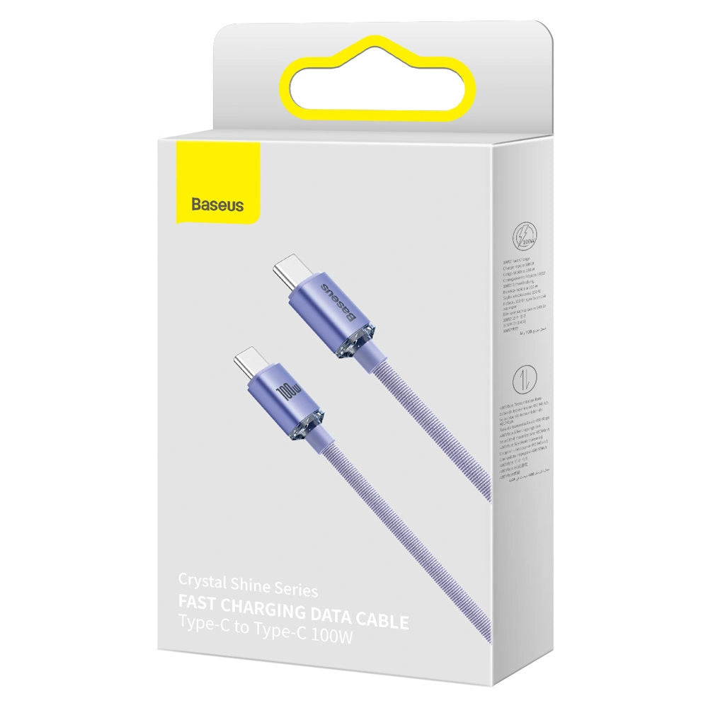 Baseus Crystal Shine Cabo USB-C para USB-C / 100W / 2m / Roxo
