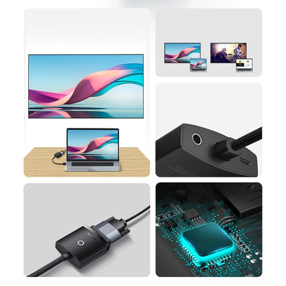 Adaptador Baseus HDMI Macho para VGA Fêmea + mini jack 3.5mm / WKQX010102 / Branco