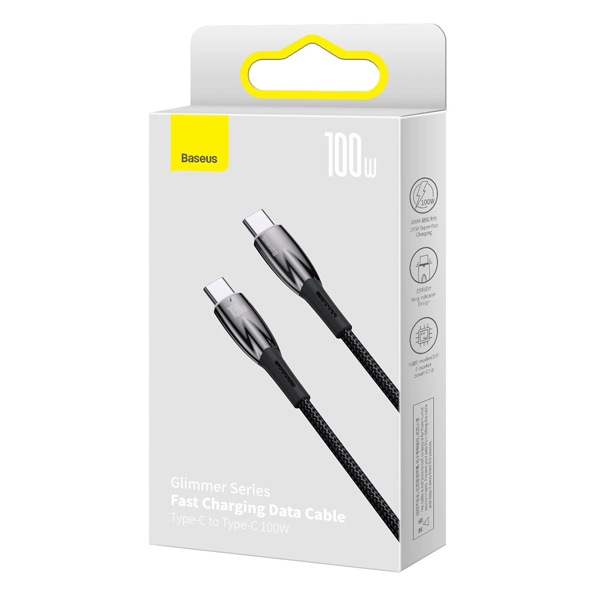 Cabo USB-C para USB-C Baseus Glimmer Series / 100W / 1m / Preto