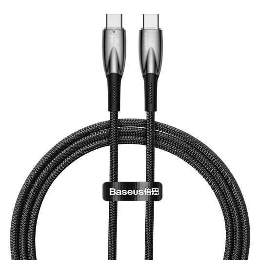 Cabo USB-C para USB-C Baseus Glimmer Series / 100W / 1m / Preto