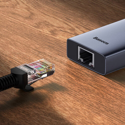 Hub USB-C Baseus UltraJoy 6 em 1 HDMI 4K RJ45 100W Cinza