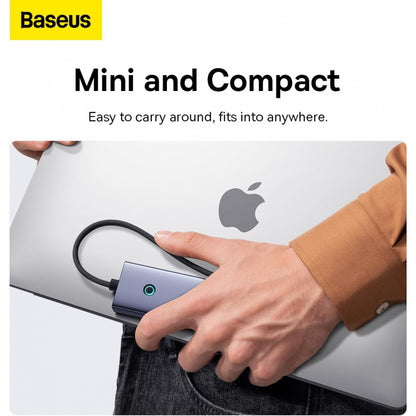 Hub USB-C Baseus UltraJoy 6 em 1 HDMI 4K 60Hz 4x USB 3.0 PD 100W Cinzento