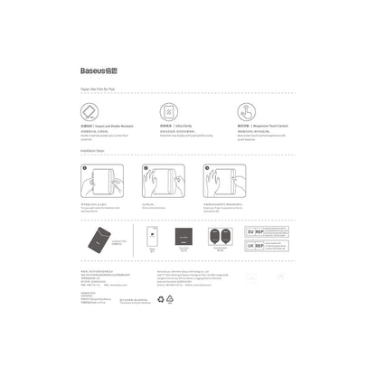 Película de Vidro Temperado -Baseus Crystal para iPad 10.2'' (2019/2020/2021) / iPad Air 3 10.5'' + Kit de Montagem