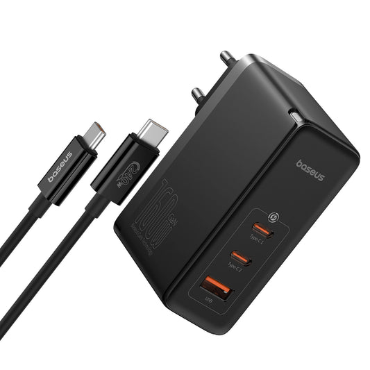 Carregador Baseus GaN5 Pro 160W / 2x USB-C 1x USB-A / Preto / cabo USB-C para USB-C 240W incluído